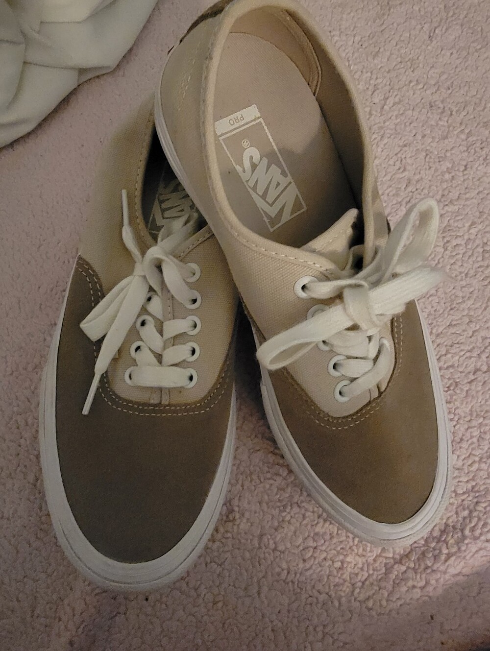 Vans Two-Tone Canvas Sneakers in Beige and Olive